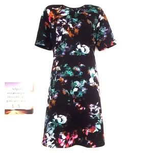 Black Floral Print Dress with Pockets